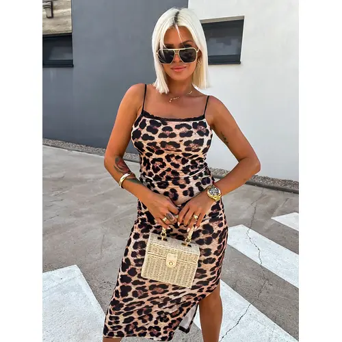 Vrúbkované leopardie šaty CAPRISA veľkosť: one size