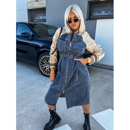 Dlhé kombinované denim šaty FLYNN+ veľkosť: one size