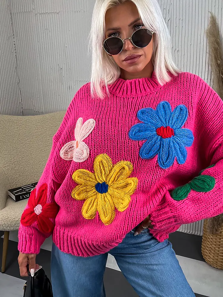 Elegantný pulóver zdobený kvetmi BEHATI+ - next