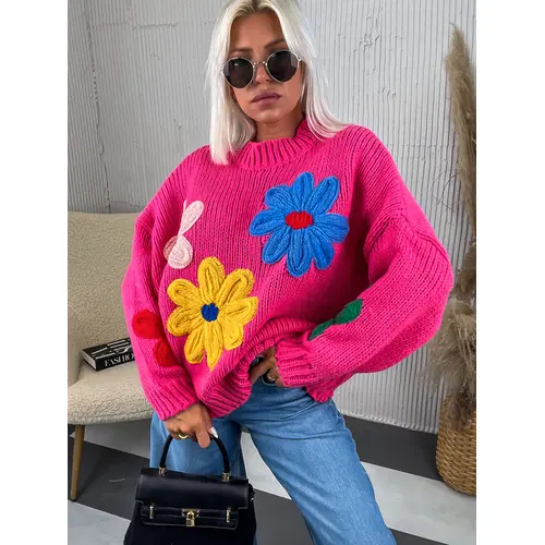 Elegantný pulóver zdobený kvetmi BEHATI+ veľkosť: S/M