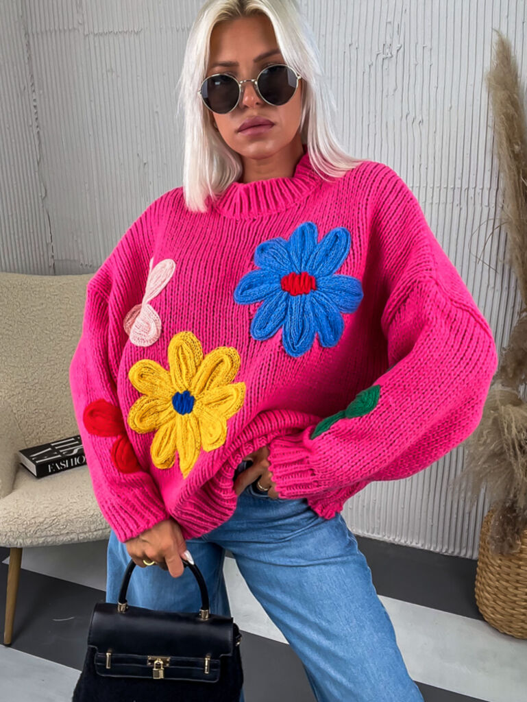 Elegantný pulóver zdobený kvetmi BEHATI+