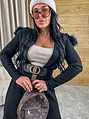 Elegantný kardigán s kapucňou a opaskom ASHANTI