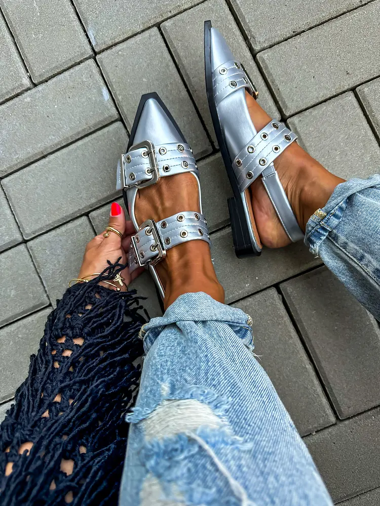 Sandále so striebornými ozdobami GEMINI- - next