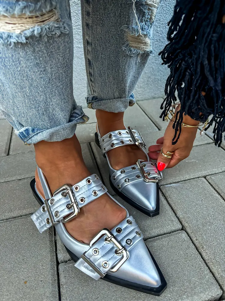 Sandále so striebornými ozdobami GEMINI-