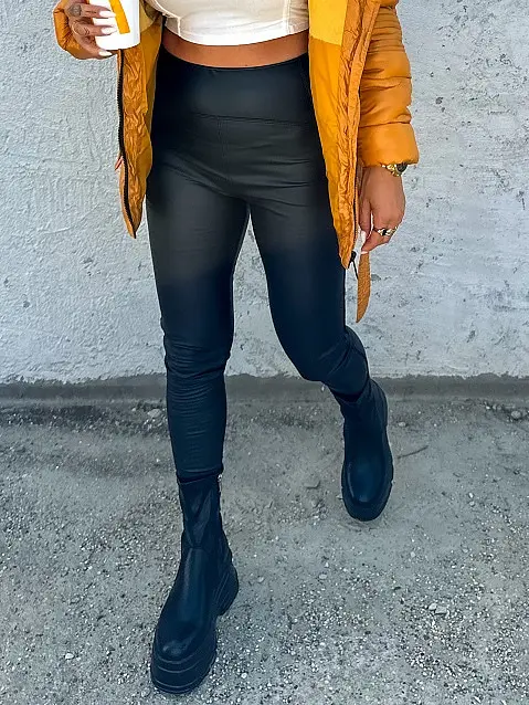 Koženkové legíny s vysokým pásom+