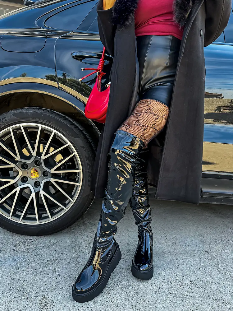 Lakované čižmy nad kolená CLAIRE+ - next