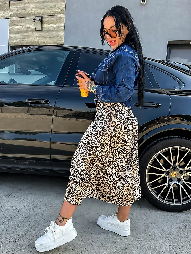 Dlhá leopardia saténová sukňa MARIANA+ - next