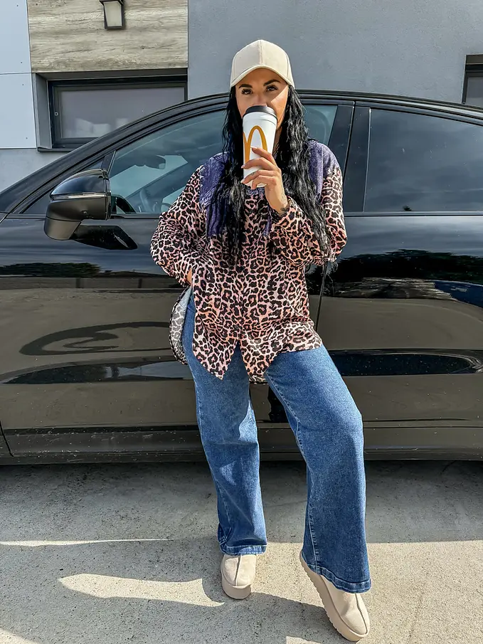 Extravagantná saténová leopardia košeľa PIXIE+ | Starstyle.sk