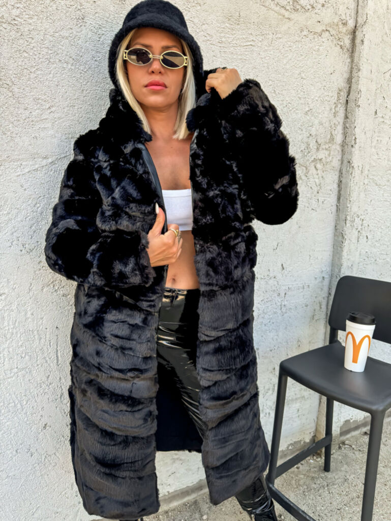 Dlhá kožušinová bunda s kapucňou ALESSANDRA+ - next