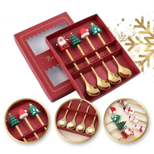 Sada lyžičiek s vianočnými figúrkami farba: multicolor