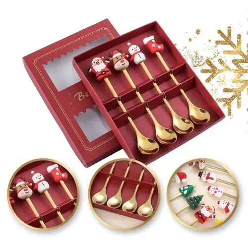 Sada lyžičiek s vianočnými figúrkami farba: multicolor
