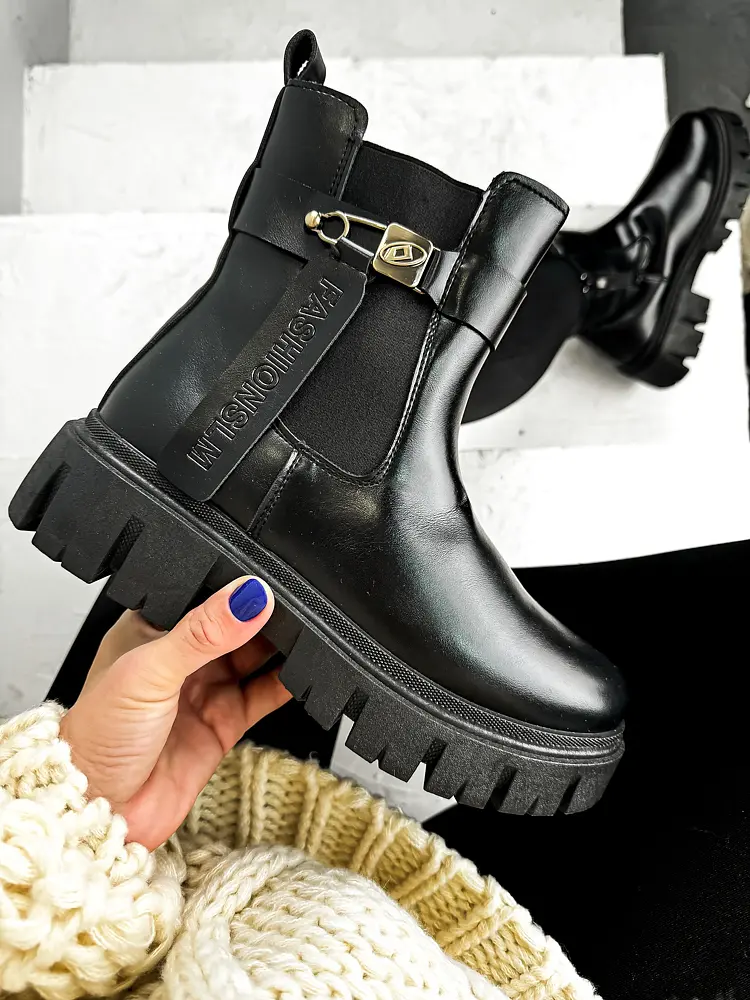 Čierne členkové čižmy PALMERA+