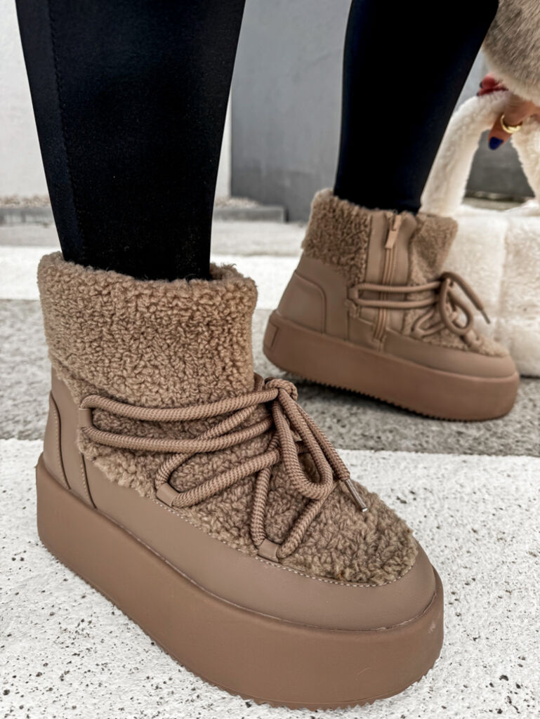 Členkové šnúrovacie teddy čižmy SEVYNA+