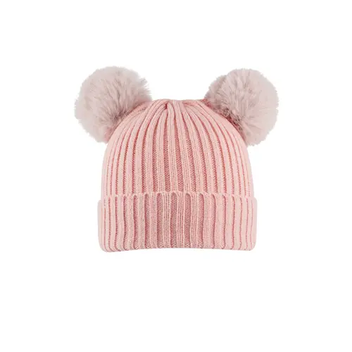 Teplá čiapka s brmbolcami+ farba: pink