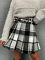 Kockovaná plisovaná sukňa s opaskom TULISA+