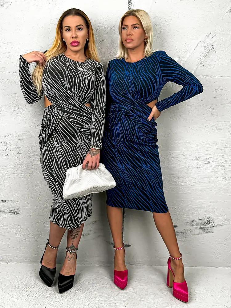 Elegantné trblietavé modré šaty DORITA+