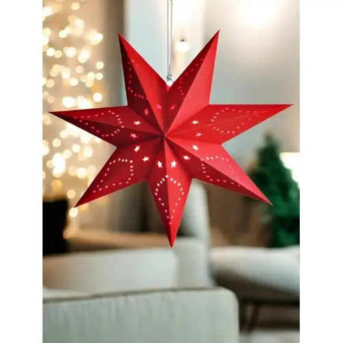 Veľká vianočná papierová hviezda 3D - 35 cm+ farba: red