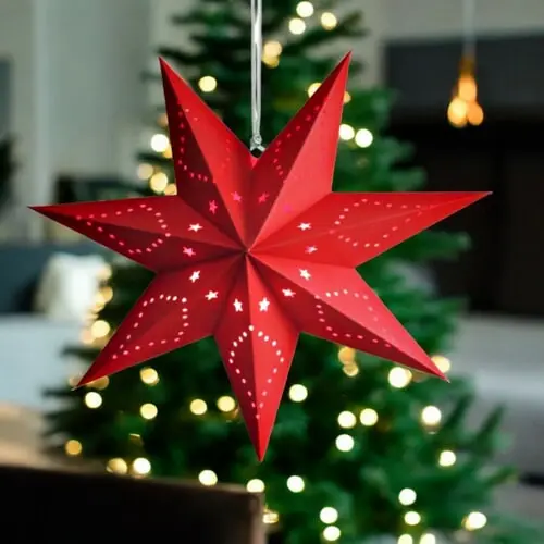Veľká vianočná papierová hviezda 3D - 45 cm+ farba: red