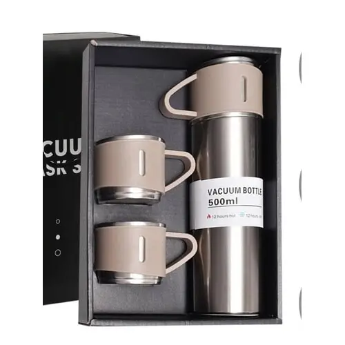 Darčeková sada termosky s 3 hrnčekmi - 500 ml farba: beige