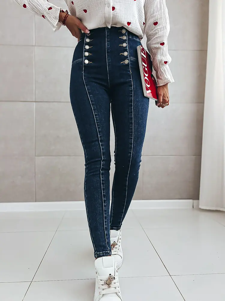 Modré skinny rifle s vysokým pásom+