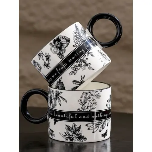 Sada 2 šálok v ozdobnej krabičke - 310ml farba: black/white