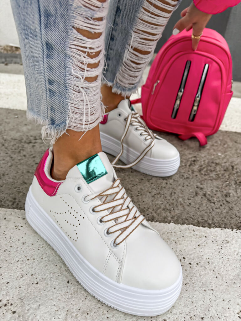 Biele platformové tenisky NOLIE