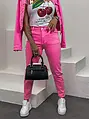 Neon pink mom fit rifle s vysokým pásom