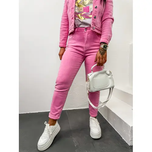 Ružové mom fit rifle s vysokým pásom veľkosť: 38/M