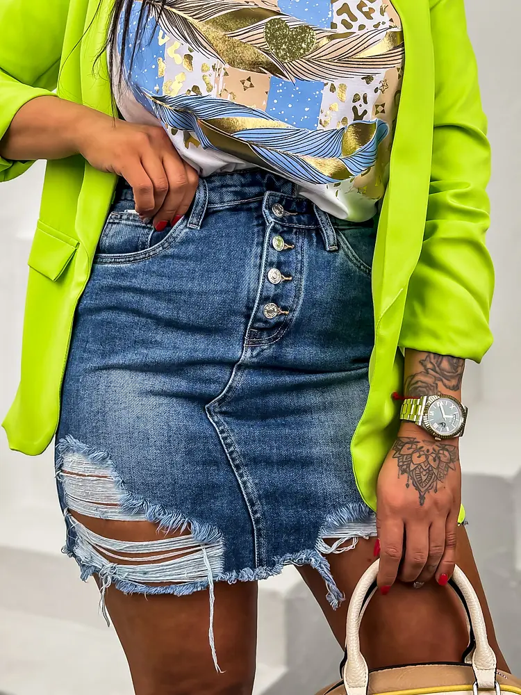 Roztrhaná denim sukňa CARENA