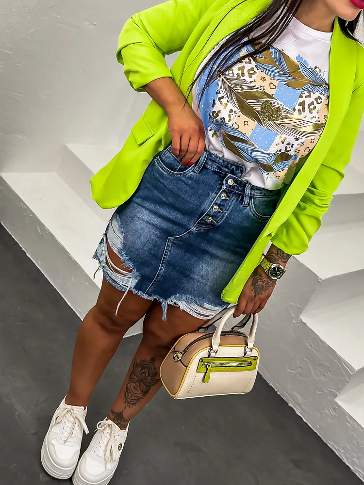 Roztrhaná denim sukňa CARENA - next