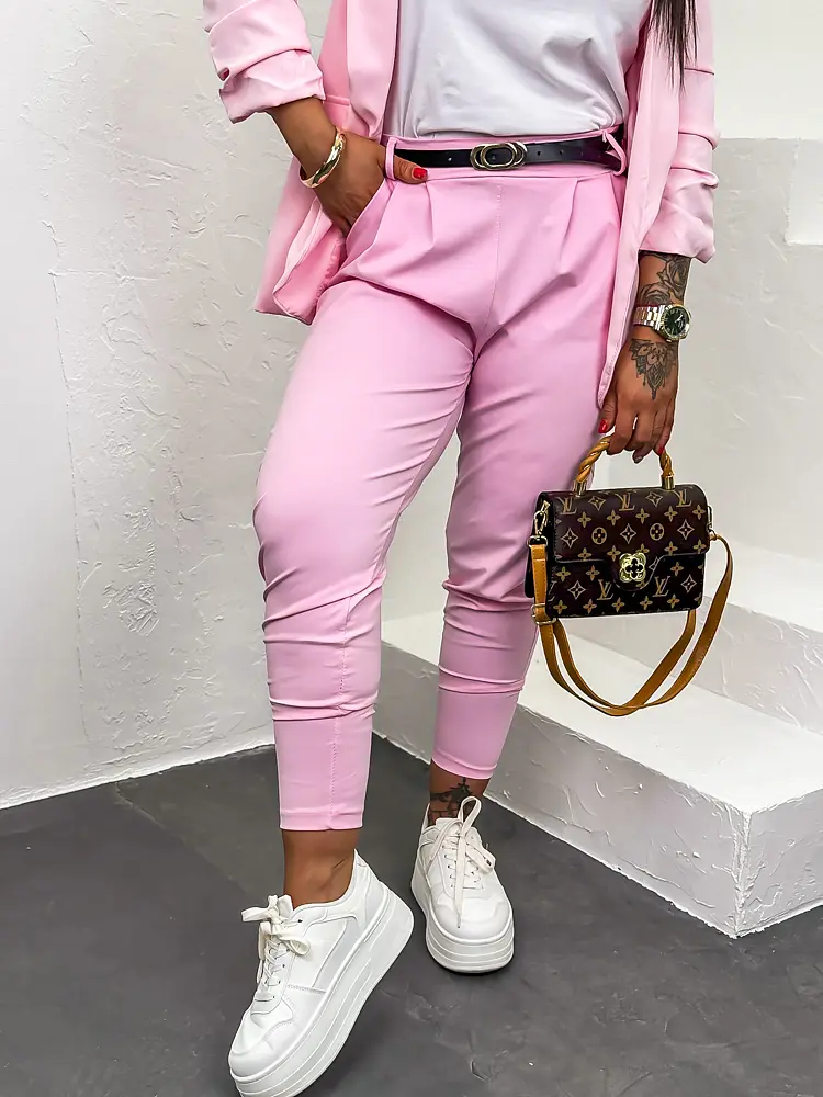 Športovo-elegantné nohavice s gumeným pásom a opaskom ROZI