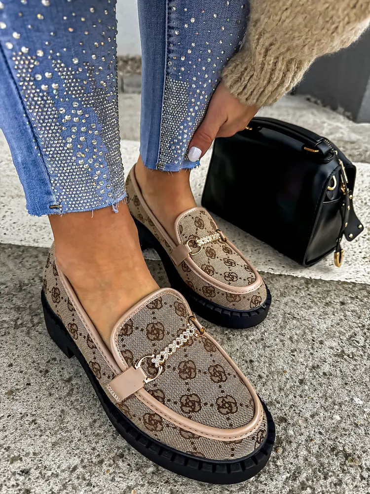 Vzorované mokasíny so zlatou ozdobou AVAH- - next
