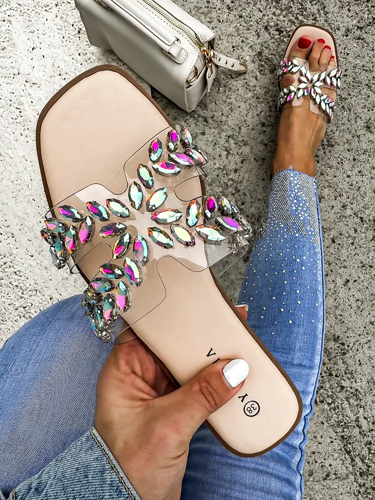 Dámske šľapky zdobené kamienkami ALISHA- - next
