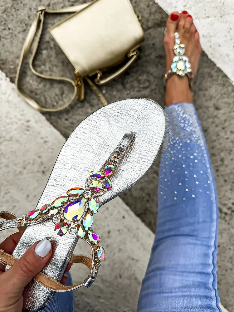 Dámske sandále zdobené kamienkami MABEL-