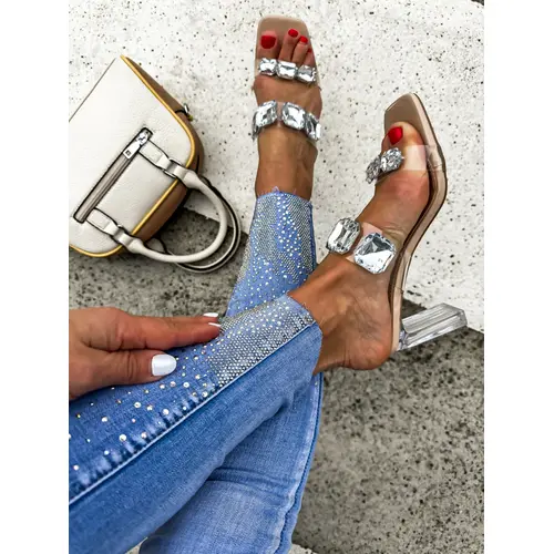 Transparentné sandále zdobené kamienkami MIRELLA veľkosť: 40