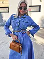 Dlhé denim šaty na gombíky s opaskom ROSAMUND