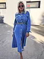 Dlhé denim šaty na gombíky s opaskom ROSAMUND