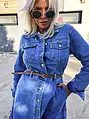 Dlhé denim šaty na gombíky s opaskom ROSAMUND