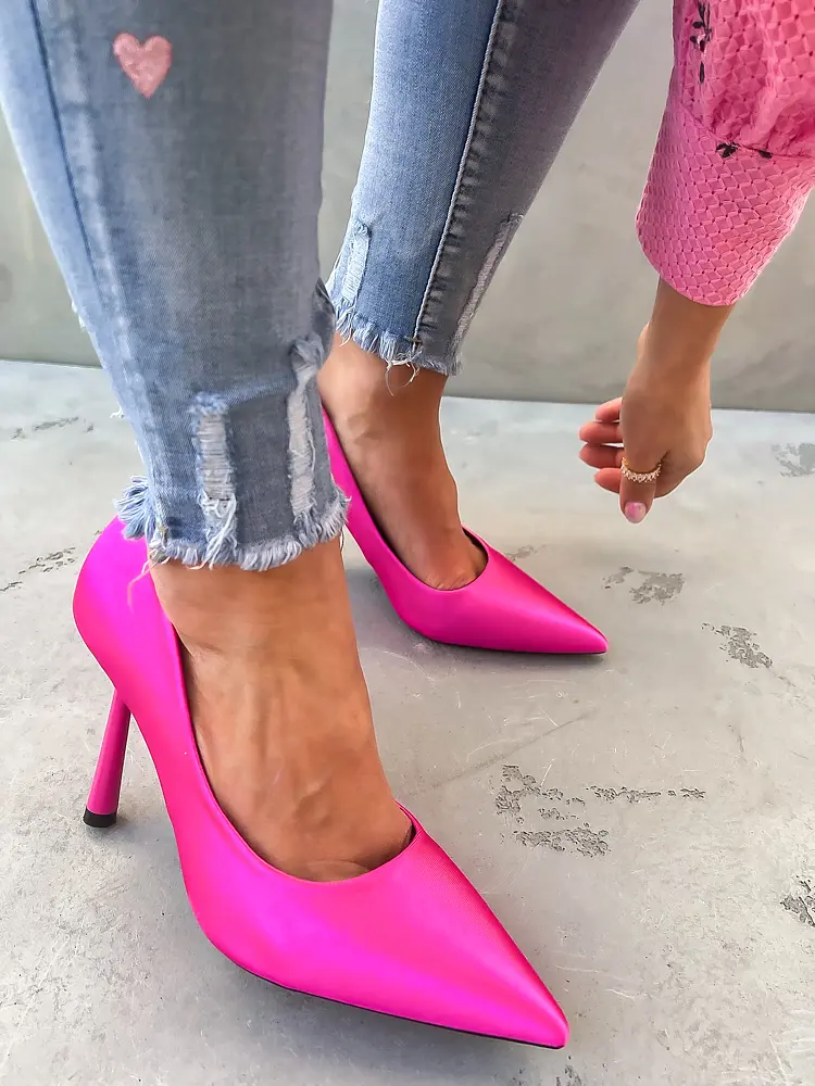 Fuksiové saténové lodičky DORINA-