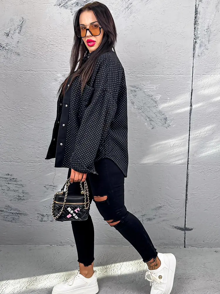 Denim košeľa zdobená striebornými nitmi GRETA - next