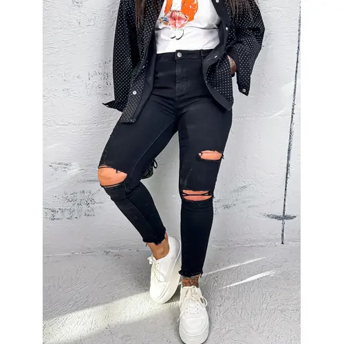 Čierne roztrhané skinny rifle veľkosť: 34/XS