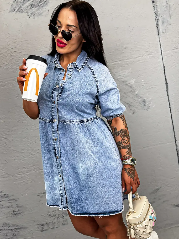 Elegantné denim šaty bez opasku ANNERIE - next