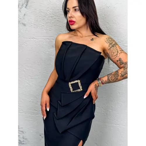 Elegantné dámske šaty so zlatou ozdobou NELLA veľkosť: S