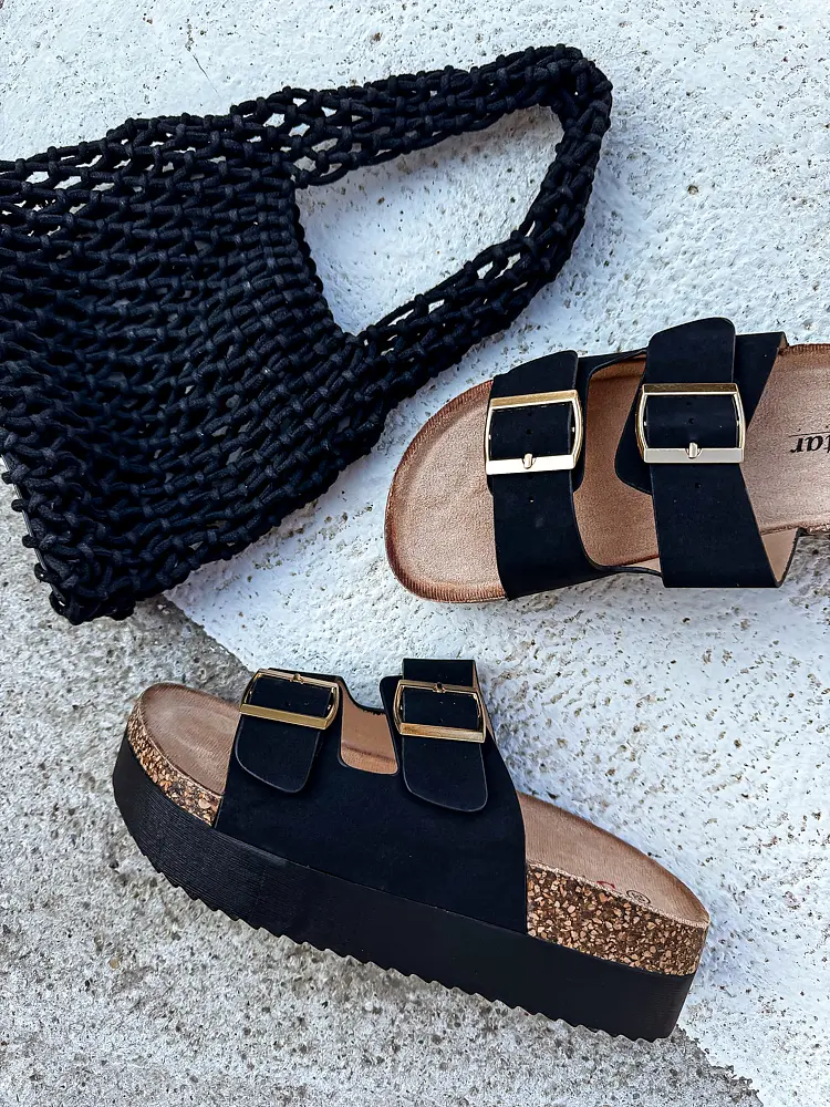 Čierne platformové šľapky MARITZA- - next