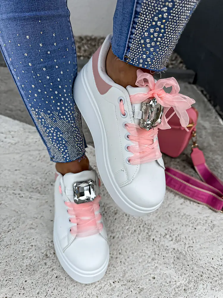 Biele platformové tenisky s ozdobou MAIDA-