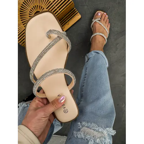 Dámske šľapky so striebornými kamienkami VIVIEN veľkosť: 39