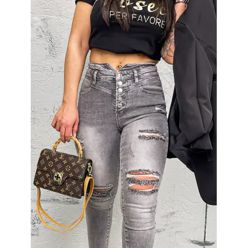 Roztrhané skinny rifle s vysokým pásom veľkosť: 42/XL