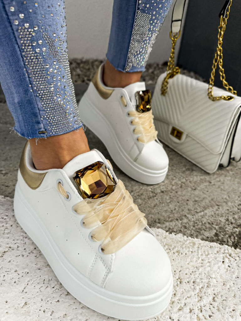 Biele platformové tenisky s ozdobou MAIDA