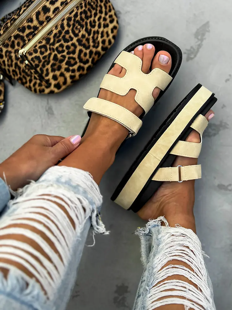 Béžové dámske šľapky EDITA-