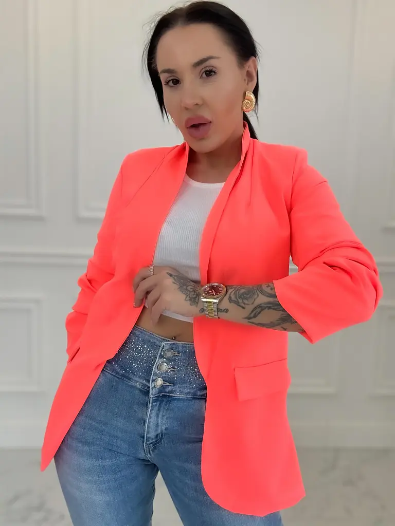 Neon peach dámske sako LILLA